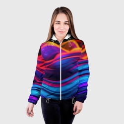 Женская куртка 3D Яркие неоновые волны - фото 2