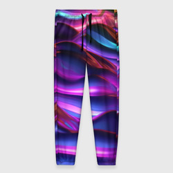 Женские брюки 3D Неоновые синие и фиолетовые волны