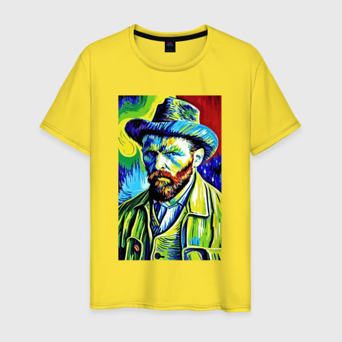 Мужская футболка хлопок Vincent Van Gogh - self-portrait, цвет желтый