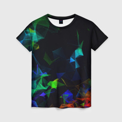 Женская футболка 3D Midjourney Цветные осколки геометрии