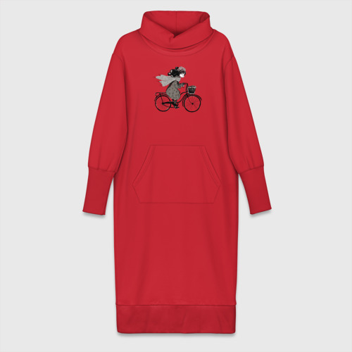 Платье удлиненное хлопок Девушка на велосипеде