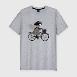 Мужская футболка хлопок Slim Девушка на велосипеде