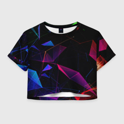 Женская футболка Crop-top 3D Midjourney - Цветные осколки реальности