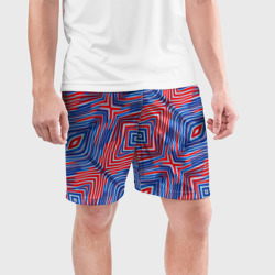 Мужские шорты спортивные Красно-синие абстрактные полосы - фото 2