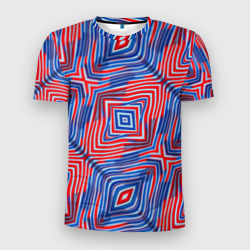 Мужская футболка 3D Slim Красно-синие абстрактные полосы