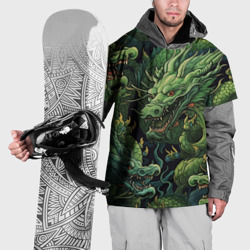Накидка на куртку 3D Зеленые драконы: арт нейросети