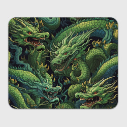 Прямоугольный коврик для мышки Зеленые драконы: арт нейросети