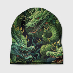 Зеленые драконы: арт нейросети – Шапка 3D с принтом купить