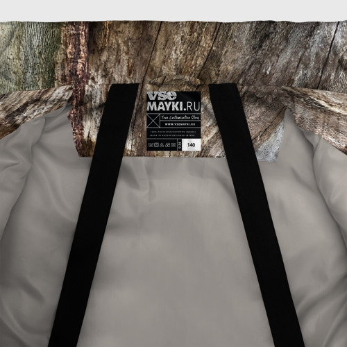Зимняя куртка для мальчиков 3D с принтом Текстура коры дерева платана, фото #5