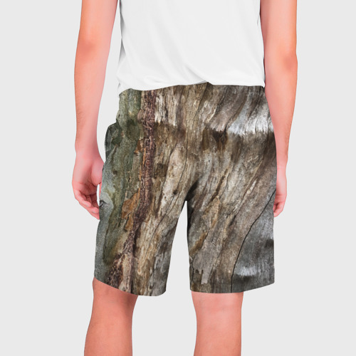 Мужские шорты 3D с принтом Текстура коры дерева платана, вид сзади #1