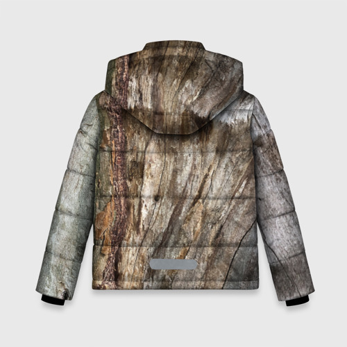 Зимняя куртка для мальчиков 3D с принтом Текстура коры дерева платана, вид сзади #1