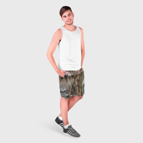 Мужские шорты 3D с принтом Текстура коры дерева платана, фото на моделе #1