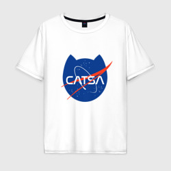 Мужская футболка хлопок Oversize Коты - исследователи Космоса