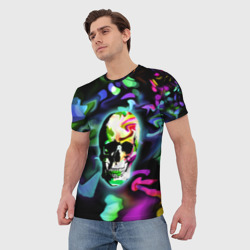 Мужская футболка 3D Цветной череп - фото 2