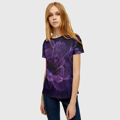 Женская футболка 3D Midjourney Неоновый цветок, цвет 3D печать - фото 3