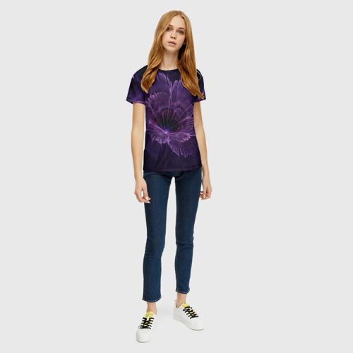 Женская футболка 3D Midjourney Неоновый цветок, цвет 3D печать - фото 5