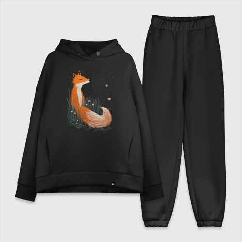 Женский костюм хлопок Oversize Вышивка Лиса