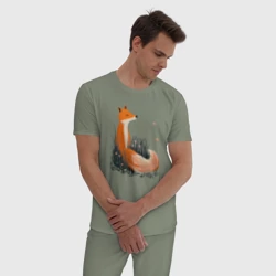 Мужская пижама хлопок Вышивка Лиса - фото 2