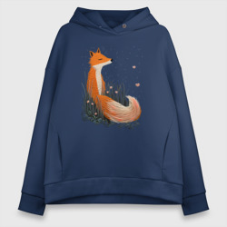 Женское худи Oversize хлопок Вышивка Лиса