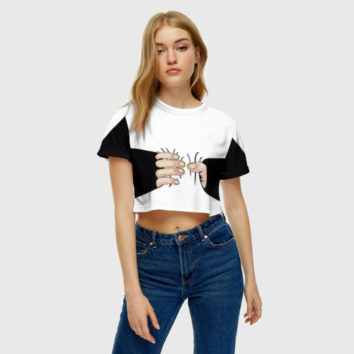 Женская футболка Crop-top 3D Рука сжимает талию, цвет 3D печать - фото 4