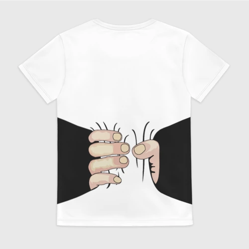 Женская футболка 3D с принтом Рука сжимает талию, вид сзади #1