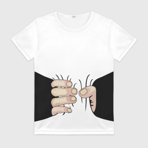 Женская футболка 3D с принтом Рука сжимает талию, вид спереди #2