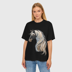 Женская футболка oversize 3D Вышивка Лошадь - фото 2