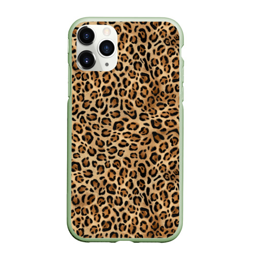 Чехол для iPhone 11 Pro матовый Шкура леопарда, гепарда, ягуара, рыси, цвет салатовый