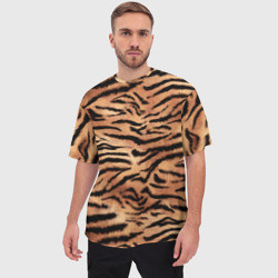 Мужская футболка oversize 3D Полосатая шкура тигра - фото 2