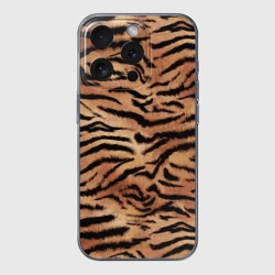 Чехол для iPhone 15 Pro Max силиконовый с защитой камеры Полосатая шкура тигра
