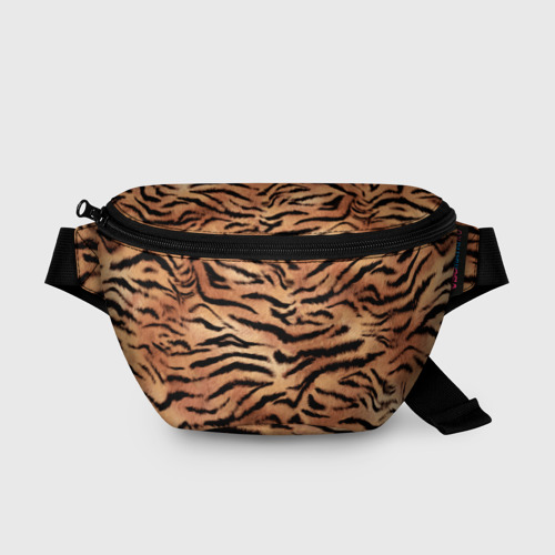 Поясная сумка 3D с принтом Полосатая шкура тигра, вид спереди #2