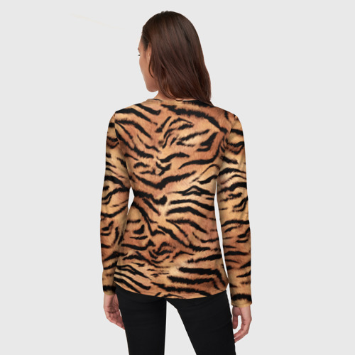 Женский лонгслив 3D с принтом Полосатая шкура тигра, вид сзади #2