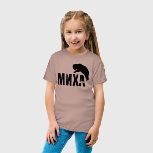 Детская футболка хлопок Миха и медведь, цвет пыльно-розовый - фото 5
