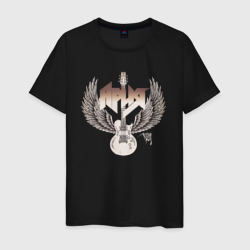 Мужская футболка хлопок Ария и гитара с крыльями