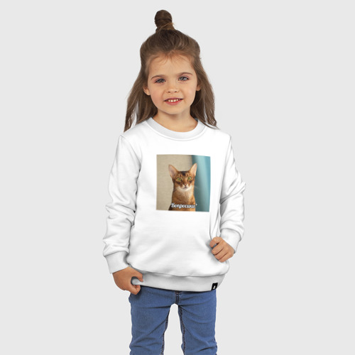 Детский свитшот хлопок с принтом Дерзкий абиссинец: вопросики, фото на моделе #1