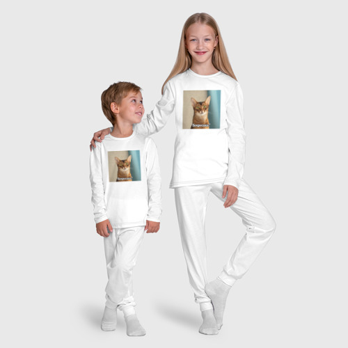 Детская пижама с лонгсливом хлопок Дерзкий абиссинец: вопросики, цвет белый - фото 9