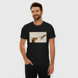Мужская футболка хлопок Slim Сотворение кота абиссинца - фото 2