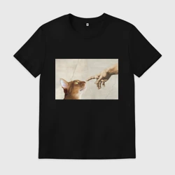 Мужская футболка хлопок Сотворение кота абиссинца