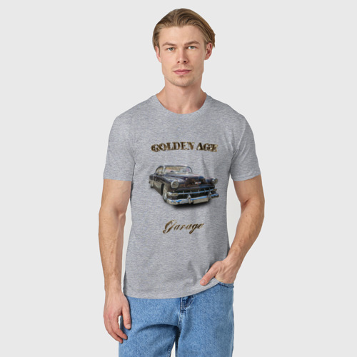 Мужская футболка хлопок Классический автомобиль Chevrolet Bel Air, цвет меланж - фото 3