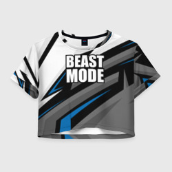 Женская футболка Crop-top 3D Beast mode - blue sport