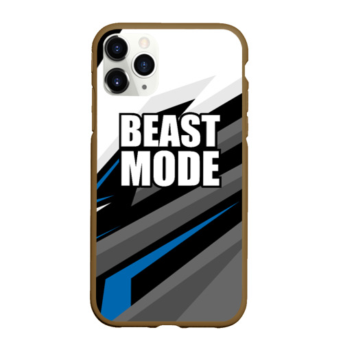 Чехол для iPhone 11 Pro матовый с принтом Beast mode - blue sport, вид спереди #2