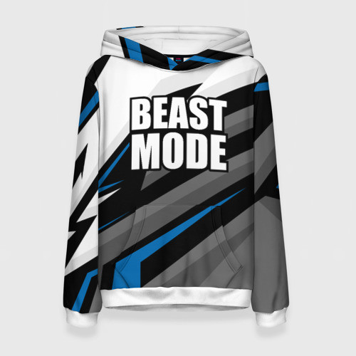 Женская толстовка 3D с принтом Beast mode - blue sport, вид спереди #2