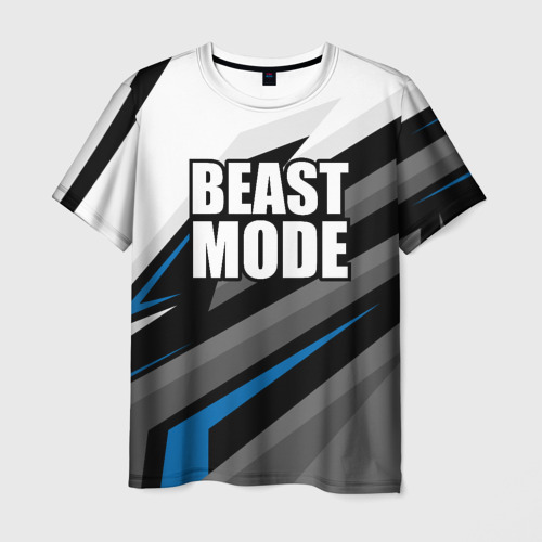 Мужская футболка 3D Beast mode - blue sport, цвет 3D печать