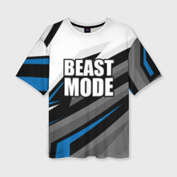 Женская футболка oversize 3D Beast mode - blue sport