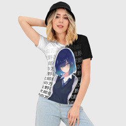 Женская футболка 3D Slim Аканэ - Звёздное дитя - иероглифы - фото 2