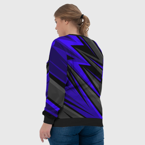 Женский свитшот 3D с принтом Beast mode - синяя униформа, вид сзади #2