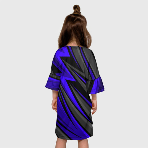 Детское платье 3D с принтом Beast mode - синяя униформа, вид сзади #2