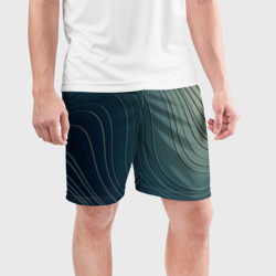 Мужские шорты спортивные Изогнутые линии сине-зеленый - фото 2