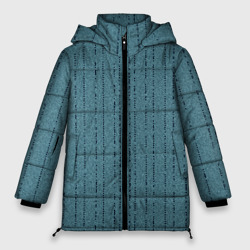 Женская зимняя куртка Oversize Мелкая мозаика бирюзовый полосы