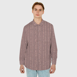 Мужская рубашка oversize 3D Мелкая мозаика бордо полосы - фото 2